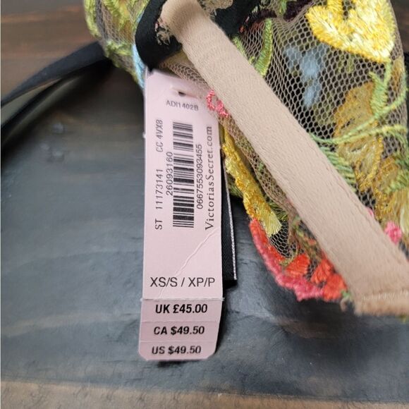Victoria's Secret Multi Embroidery Garter  Lace Floral Pink Yellow Black Size XS - Picture 6 of 8